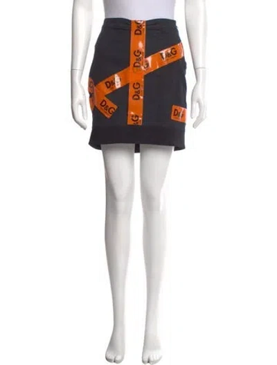 Pre-owned Dolce & Gabbana Printed Mini Skirt In Blue