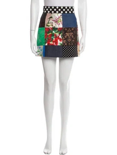 Pre-owned Dolce & Gabbana Printed Mini Skirt In Blue