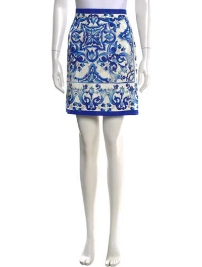 Pre-owned Dolce & Gabbana Printed Mini Skirt In Blue