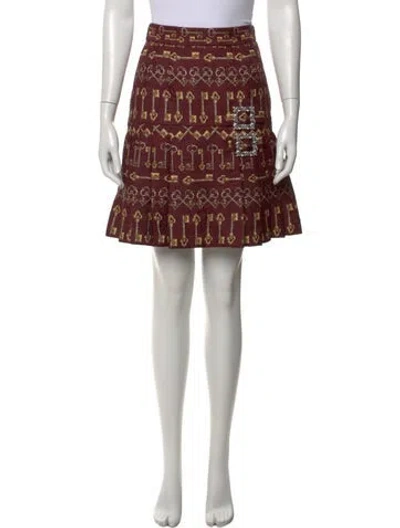 Pre-owned Dolce & Gabbana Printed Mini Skirt In Burgundy