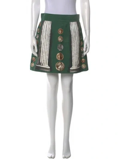 Pre-owned Dolce & Gabbana Printed Mini Skirt In Green