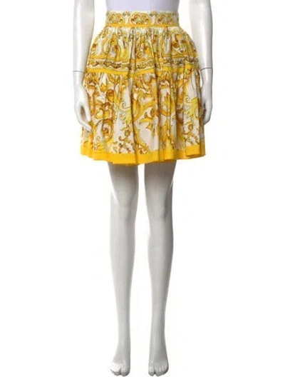 Pre-owned Dolce & Gabbana Printed Mini Skirt In Green