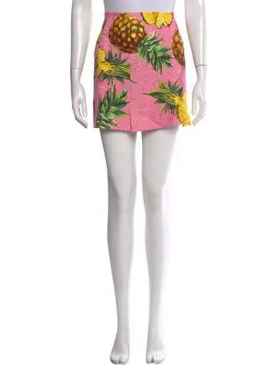 Pre-owned Dolce & Gabbana Printed Mini Skirt In Pink