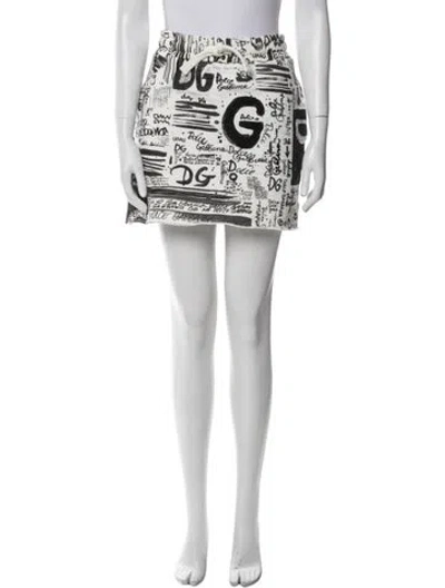 Pre-owned Dolce & Gabbana Printed Mini Skirt In White