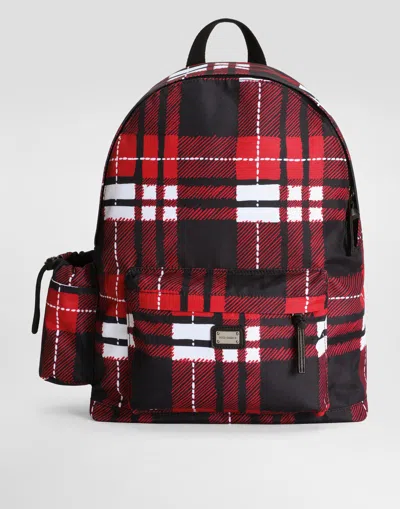 Dolce & Gabbana Printed Nylon Backpack In Red