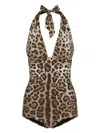 Dolce & Gabbana Women Leopard Printed Sensitive Fabric One-piece Swimsuit In Multi