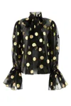Dolce & Gabbana Silk Organza Lamé Polka Dot Blouse