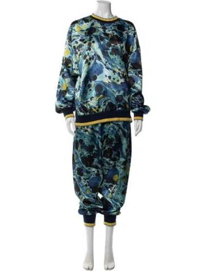 Pre-owned Dolce & Gabbana Printed Pant Set In Blue