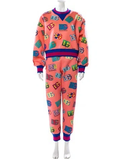 Pre-owned Dolce & Gabbana Printed Pant Set In Pink
