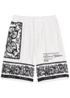 Dolce & Gabbana Majolica-print Knee Length Bermuda Shorts With Side And Back Pockets In White