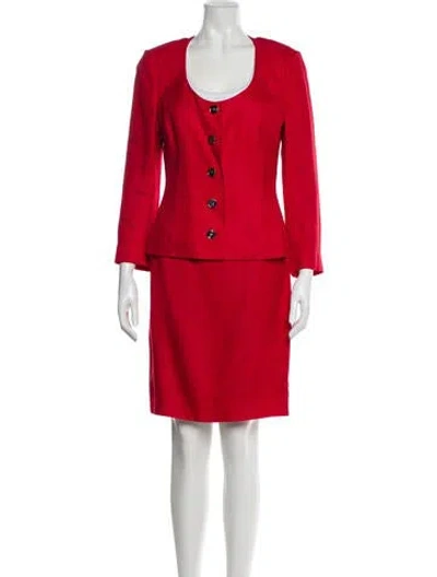 Pre-owned Dolce & Gabbana Printed Pleated Accents Skirt Set In Red