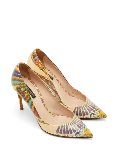 Pre-owned Dolce & Gabbana Printed Pointed-toe Pumps In Neutral