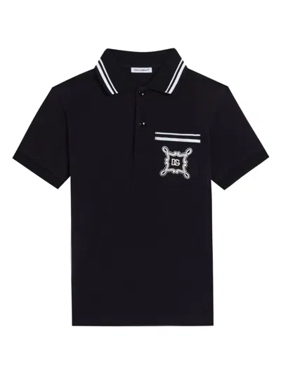 Dolce & Gabbana Kids' Printed Polo Shirt In Blue