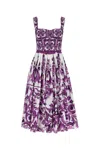 Dolce & Gabbana Dress With Purple Majolica Print In Cotton Poplin In Purple