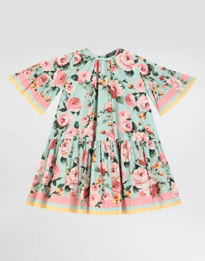 Dolce & Gabbana Printed Poplin Dress In Multicolor