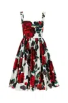 Dolce & Gabbana Rose Printed Poplin Midi Dress In Rosarossafbco