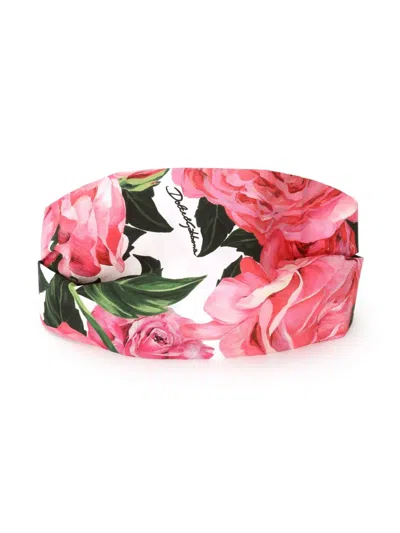 Dolce & Gabbana Kids' Printed Poplin Headband In Pink