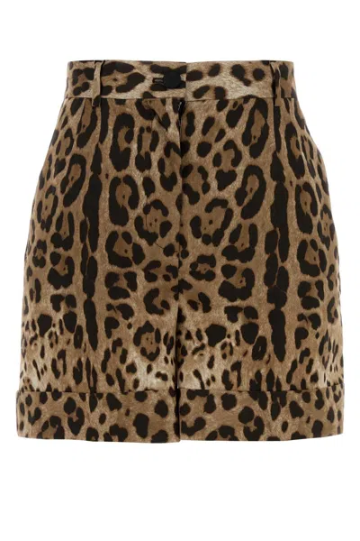 Dolce & Gabbana Printed Poplin Mini Shorts In Animal Print