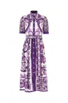 Dolce & Gabbana Maiolica Print Cotton Shirtdress In Purple