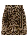 Dolce & Gabbana High Waist Leopard Stretch Drill Shorts In Brown