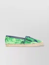 Dolce & Gabbana Printed Round Toe Espadrilles With Leaf Print In Brown