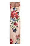 Dolce & Gabbana Satin Calf-length Sheath Dress With Floral Print