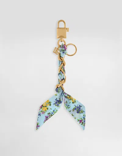 Dolce & Gabbana Printed Satin Keychain In Multi