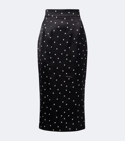 Dolce & Gabbana Printed Satin Pencil Skirt In Black