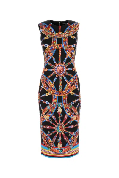 Dolce & Gabbana Printed Satin Slip Dress For Women In Red