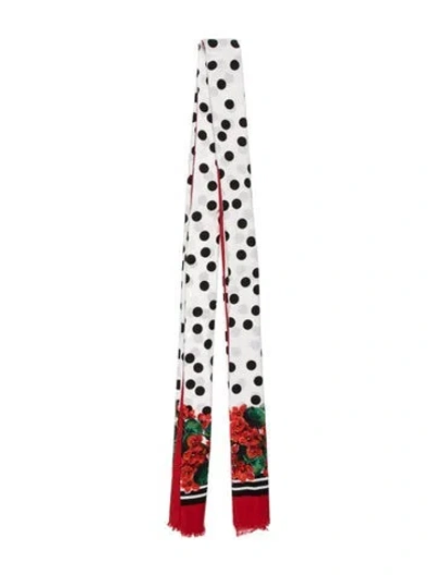 Pre-owned Dolce & Gabbana Printed Scarf In White