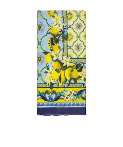 Dolce & Gabbana Printed Scarf In Yellow