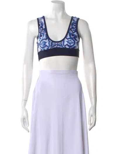 Pre-owned Dolce & Gabbana Printed Scoop Neck Sports Bra In Blue
