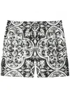 Dolce & Gabbana Majolica-print Canvas Medium Boxer Shorts In Black