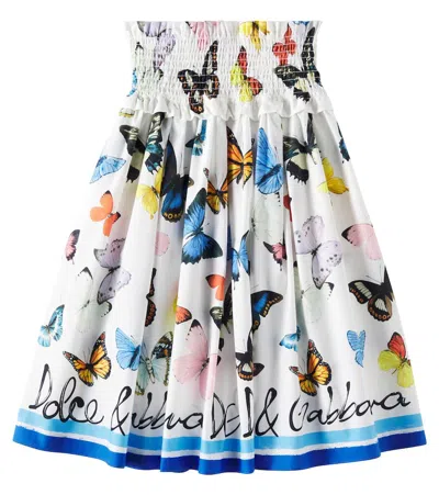 Dolce & Gabbana Kids' Bedruckter Rock Aus Baumwollpopeline In Multicolor