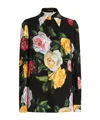 Dolce & Gabbana Multicolor Shirt With Oversize Pointed Collar And All-over Floral Motif In Silk Stretch Woman In Black