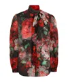 Dolce & Gabbana Shirt With Bow In Chiffon With Floral Print In Multicolor