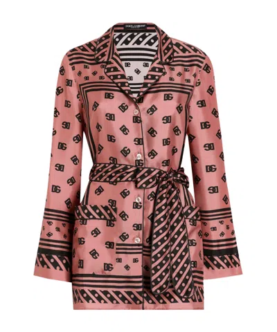 DOLCE & GABBANA DOLCE  GABBANA ALL-OVER DG LOGO SCARF PRINTED TWILL PAJAMA SHIRT