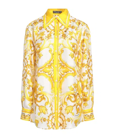 Dolce & Gabbana Printed Shirt In Yellow