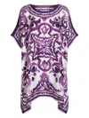 Dolce & Gabbana Kaftano In Twill Stampa Maiolica In Purple