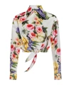 Dolce & Gabbana Floral Print Cropped Poplin Shirt With Front Tie