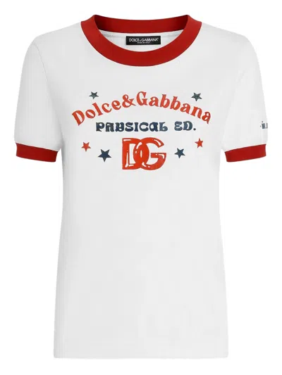 Dolce & Gabbana Printed Short Sleeve T-shirt Size 40 In White
