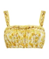 Dolce & Gabbana Maiolica Cropped Gathered Printed Cotton-poplin Top