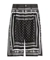 Dolce & Gabbana Printed Silk And Denim Shorts In Black
