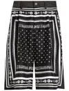 Dolce & Gabbana Printed Silk And Denim Shorts In Black