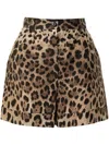 Dolce & Gabbana High Waist Leopard Stretch Drill Shorts In Brown
