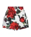 Dolce & Gabbana Rose Printed Poplin Shorts In Red
