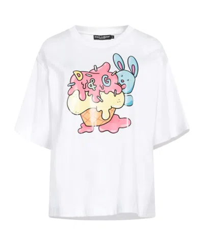 Dolce & Gabbana Printed Short-sleeve T-shirt In White