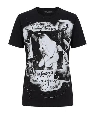 Dolce & Gabbana Printed Short-sleeved T-shirt In Black