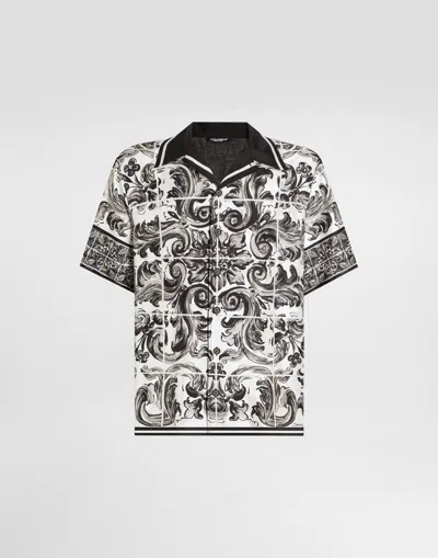 Dolce & Gabbana Printed Silk And Cotton Denim Shirt