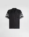 Dolce & Gabbana Black Shirt With Logo Print On The Sleeves In Silk Man In Black
